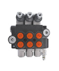 Front view of Three Spool Hydraulic Valve With 13GPM Flow And 3600PSI Rating, Directional Control Valve With SAE Ports