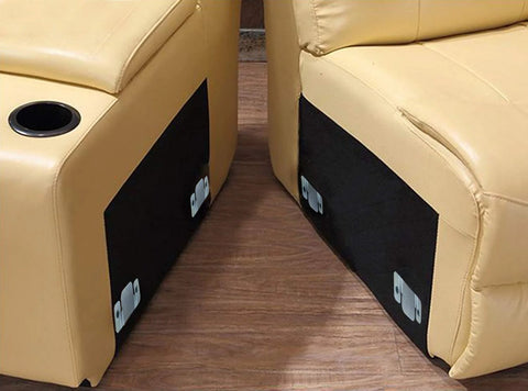 Interlocking Metal Sectional Couch Connectors With Screws Set Of 4 For Loveseat Recliner Chair Or Chaise Lounge installed between sections