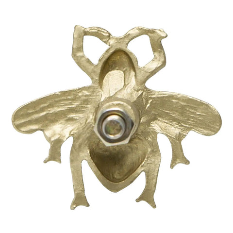 Front view of a Set Of 6 Vintage Gold Zinc Bee Shape Cabinet Knobs For Doors Drawers And Dressers With Decorative Metal Hardware Pulls
