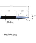 Technical drawing of Pro Grade Steel Center Punch with Round Shank and Knurled Grip, 4 inch length, 1/8 inch diameter, tapered point, Model 117C.