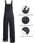 Womens Insulated Snow Bibs For Skiing And Snowboarding, Waterproof Windproof Overalls With Pockets, Black with adjustable straps and zippers