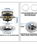 Universal Bathtub Drain Stopper Fits 1.5 To 1.72 Regular Drains Adjustable Rubber Plug dimensions and install details