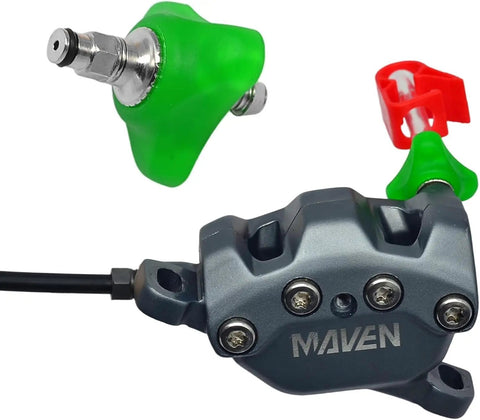 Brake Bleed Tool For SRAM Maven Hydraulic Brakes Kit with precision copper adapters and no mess leakproof injector, close-up view.