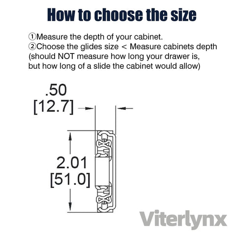 Diagram showing dimensions for Heavy Duty Drawer Slides 200 Lb Capacity, 16 Inch Full Extension Ball Bearing Rails For Cabinets.
