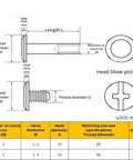 Diagram of Top Shelf 100 Piece M3 And M4 Chicago Binding Bolts Crafted From Gnarly 304 Stainless Steel with measurements.