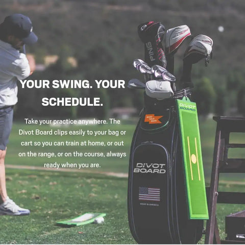 Golf Swing Path Trainer With Instant Feedback Anywhere See Your Swing Path And Strike Quality beside a golf bag on course