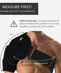 Hot Or Cold Therapy Shoulder Ice Pack Wrap That Hooks You Up With Pain Relief Fast For Rotator Cuff Injuries Surgery And Recovery From Gym Baseball Or Pitching Sessions illustration showing fit and dimensions