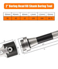 Nine Piece Two Inch Boring Head R8 Shank Tool Set With Half Inch Boring Bar For Machining Centers, Boring Mills, And Milling Machines