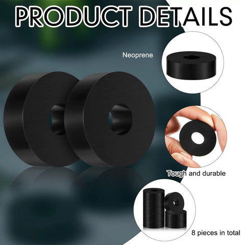 All In One Rubber Spacer Set With 1 Inch Outer Diameter, 3/8 Inch Inner Diameter, 1/2 Inch Thick Black Round Washers For Anti Vibration, Mounting Bushings, Automotive And Home Gear, 8 Piece Pack with product details