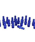 Box of twenty Blue T Style Pneumatic Plugs Quarter Inch NPT Male, A Style Compatible Color Coded Quick Connects For Air Lines