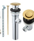 Sink Pop Up Drain Stopper Assembly With Lift Rod And Overflow In Solid Brass Lavatory Pop Up Drain For Bathroom Vanity Sink All Brass