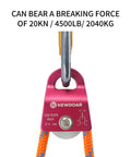 Ultra Portable Micro Single Pulley For Rigging And Climbing Rescue, Maximum Load Twenty Kilonewtons Four Thousand Five Hundred Pounds