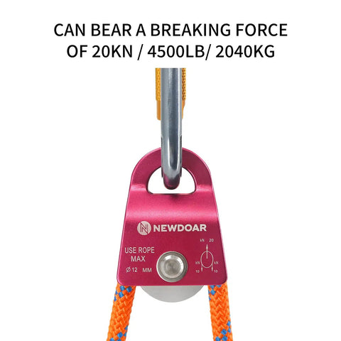 Ultra Portable Micro Single Pulley For Rigging And Climbing Rescue, Maximum Load Twenty Kilonewtons Four Thousand Five Hundred Pounds