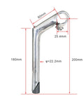 Ride-Ready Gooseneck Bike Stem Aluminum Alloy For 22.2mm Fork Tube And 25.4mm Handlebar, silver finish with measurements