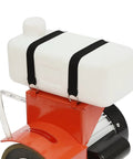 Top view of white water tank on Circular Saw Blade Sharpener 370W Angle Mill Grinder with secure straps.