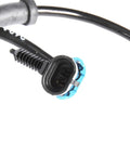 Close-up of the connector for the Straight Up Oem Grade Front Wheel Speed Sensor Direct Bolt On Replacement.