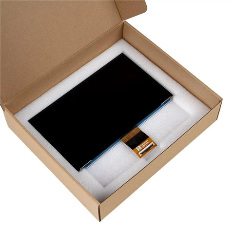 Heavy Duty 10.1 Inch 12K Monochrome LCD Screen Replacement For 3D Resin Printers in protective packaging.
