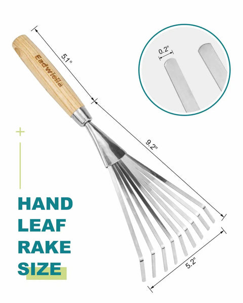 Hand Cultivator With 9-Teeth Rake For Tight Space Garden Beds Cultivating Soil Weeding Leaf Raking And Gravel Leveling 14.4 Inch Reach