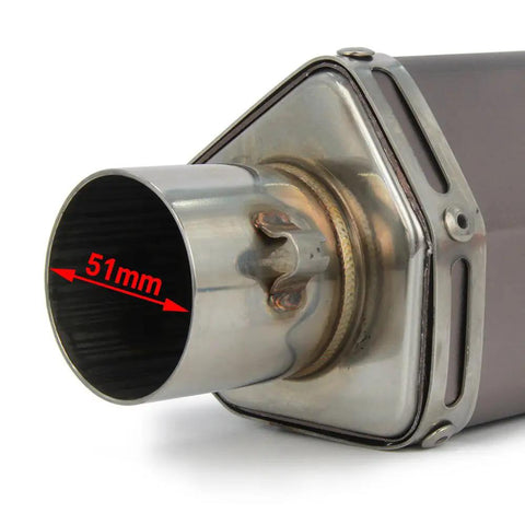 Close-up of 1.5 To 2 Inch Inlet Hexagon Slip On Exhaust Pipe For Dirt Bike Street Bike Scooter ATV Quad With 38mm To 51mm Connector