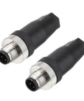 Two Pack M12 4 Pin Male Aviation Connector Wire Plug A Coding 12mm Circular Sensor Connector Waterproof IP67 For Cable Rugged Industrial
