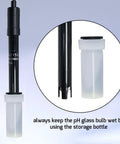 Image of a pH sensor probe from All In One pH and Temperature Meter for Aquariums and Hydroponics with storage bottle.