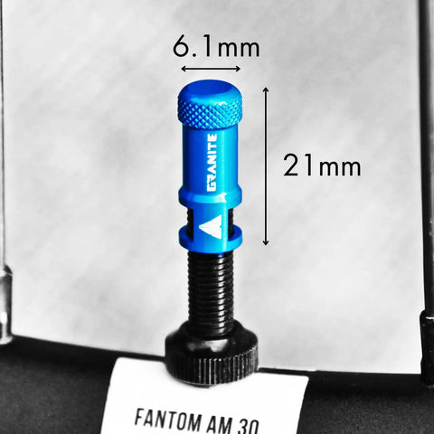 Blue Presta Valve Cap With No Tool Needed Built In Valve Core Remover And Dust Cover on bike tire, 6.1mm, 21mm height.