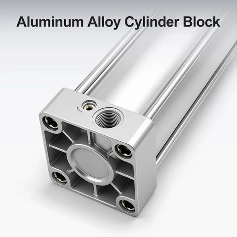 Beefy Heavy Duty Pneumatic Air Cylinder 3.94 Inch Bore And 11.81 Inch Stroke aluminum alloy block close-up