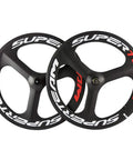 Beefy 70mm Full Carbon 3 Spoke Clincher Wheelset For 700C Road Bike T700c 23mm Rim Width Matte 3K Finish EN Certified 1990g Per Pair