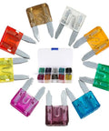 120 Pcs Mini Car Blade Fuses Kit For Cars Vans Bikes Trucks Boats And SUVs 2A To 35A Assortment with colored fuses and case