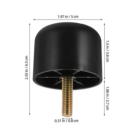 8 Pack Adjustable Sofa And Chair Legs Plastic And Zinc Alloy Build Simple Tool Free Install Anti Deform Durable Replacement Feet For Home And Office Black M8x26 Screws Included, single black leg with measurements
