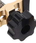 Close-up of Two Pack T Track Hold Down Clamps Kit with Aluminum Alloy Press Plate for CNC Router, black knob detail