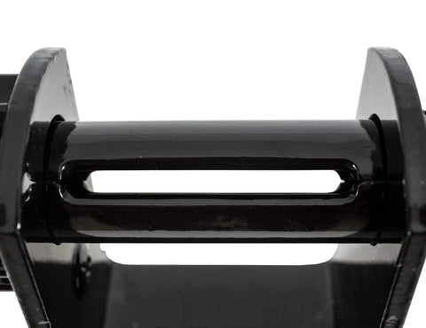 Heavy Duty Sliding Trailer Winch For Flatbeds And Rail Cars 6000 Lb Working Load Limit Works With 4 Inch Straps Adjustable Track Black Finish For Easy Cargo Control And Secure Hauling close-up