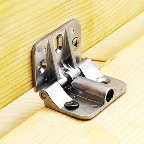 Two zinc alloy cabinet door hinges installed on wood, 180-degree adjustable with torque control