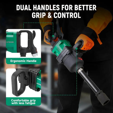 1 Inch Air Impact Wrench Kit Pumping Out 2211 Ft Lbs Beast Mode Torque With Twin Hammer Pneumatic Build features dual handles for better grip.