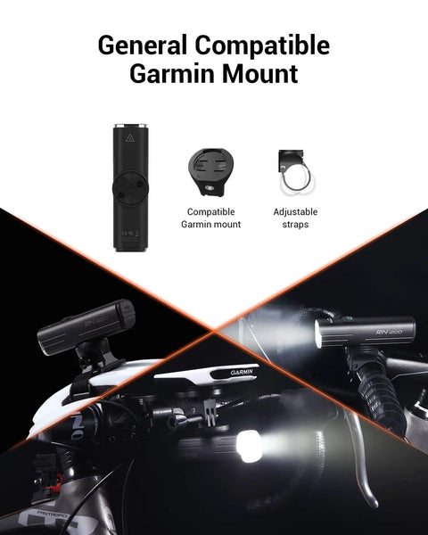 All In One 1200 Lumen Bike Light With CREE LED, IPX7 Waterproof, 4000mAh Type C Battery And Reverse Charging, Beast Mode Bright Headlight For Mountain, Road And City Bikes