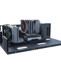 Open Frame Gaming PC Case And Test Bench Rig For E-ATX ATX M-ATX ITX Motherboards, open air chassis with mounted components, black