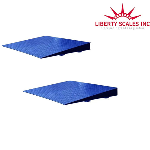 Rugged 60 X 84 Heavy Duty Floor Scale With Dual Ramps And Zero Drama Wireless Setup For Total Warehouse Shipping Ease, showing blue loading ramps.