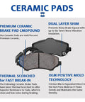 Chevy Traverse Buick Enclave GMC Acadia Saturn Outlook brake pads kit with ceramic material and dual layer shim features