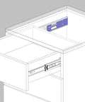 Side view of cabinet showing Six Pairs Of 12 Inch Soft Close Ball Bearing Drawer Slides Side Mount Three Section Design Heavy Duty Zinc Plated
