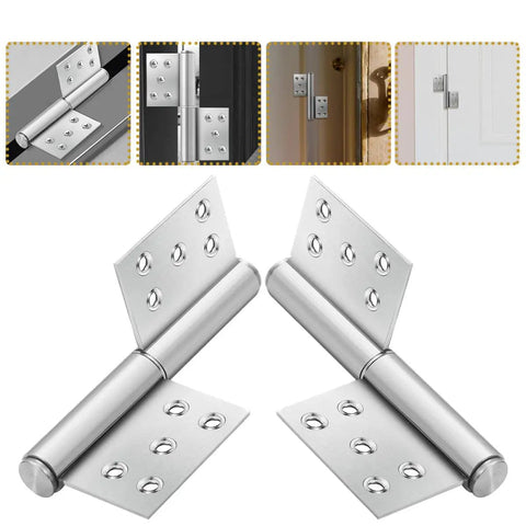 Detachable Flag Hinges Built Tough Heavy Duty Stainless Steel Interior Door Hinges 5 Inch By 2.5mm Thick Weld On Perfect For Doors Cabinets Windows Boxes And Wood Projects 1 Pair show in a close-up view.