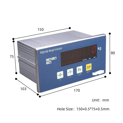 Front view of PSD3108 High Precision Load Cell Display And Industrial Weighing Controller For Scales With Analog Output