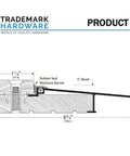 Cross-section diagram of Adjustable Exterior Door Threshold With Aluminum Build And Solid Oak Riser 36 Inch Long Five Point Seven Five Inch Wide One And One Eighth Inch High Built To Last Durable Threshold Seal For Pre Hung Exterior Doors with measurements and components labeled.
