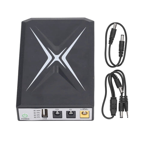 Portable Mini Ups Battery Backup 10400Mah with USB and DC outputs for routers, modems, and cameras during outages.