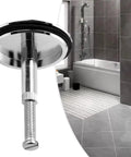 Resistant Brass Bathtubs Plugs 43mm for Homes, close-up view of polished brass stopper in modern bathroom setting.