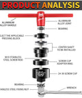 Exploded view of All In One Bike Bottom Bracket Bearing Install Removal And Headset Press In Tool Kit components with labels.