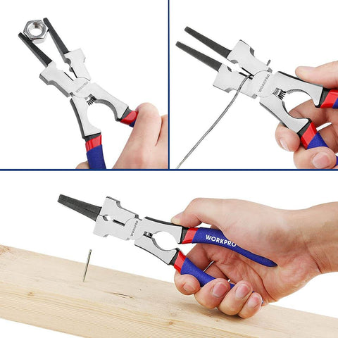 Eight Inch Welding Pliers With CR-V Steel Construction, Spring Loaded Non Slip Grips, Multi Function Tool For Cutting Wires