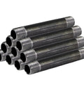 3/8 By 6 Inch Black Steel Pipe Nipple Set, 10 Pack, Heavy Duty Schedule 40 NPT Threaded Nipples stacked
