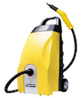 Powerful 3000W Steam Cleaner With 3.5L Tank, Heats Fast To 180C, portable unit with yellow casing and hose, ideal for deep cleaning.