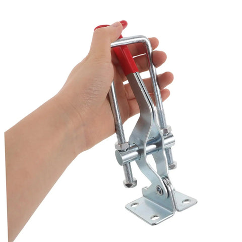Premium Heavy Duty Toggle Latch Clamp With Adjustable Galvanized Iron Quick Release Lock For Tool Boxes And Jigs Featuring Insane 2183lbs Holding Capacity To Keep Your Drawers Secure And Freezer Doors Locked Tight No Wiggle Room in hand.