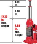 Front view of red BIG RED hydraulic bottle jack, 2-ton capacity.